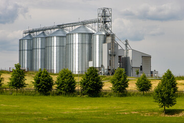 Fototapeta premium Farm silo for storing cereals in the countryside