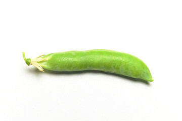 fresh green pea pod isolated on white background