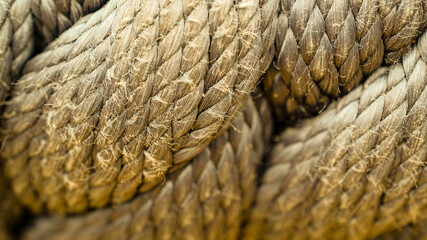 Rope macro photo gold color. close up