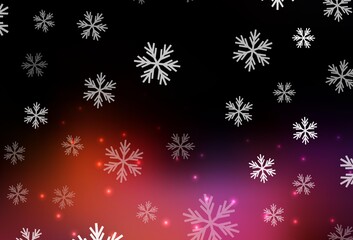 Dark Blue, Red vector texture with colored snowflakes, stars.