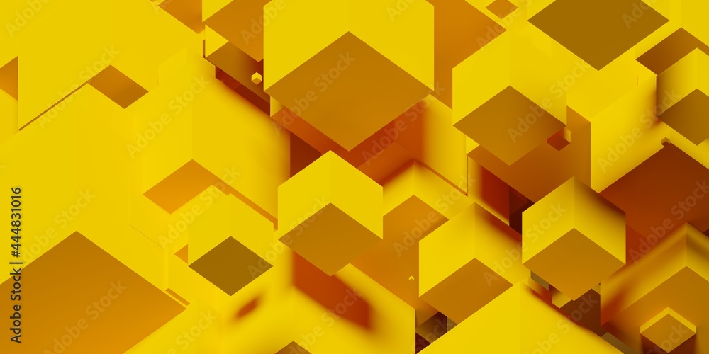Poster yellow random shifted isometric cube or boxes background
