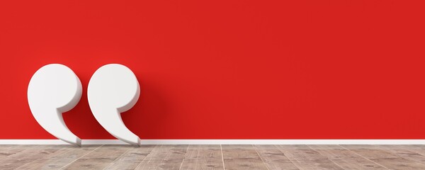 Empty, blank quotation mark speech bubble on white background, quote, speech or message template frame