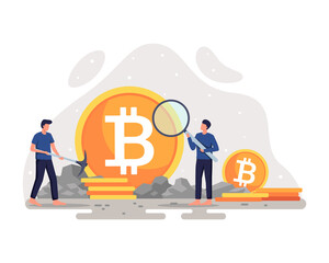 Crypto currency mining illustration - obrazy, fototapety, plakaty