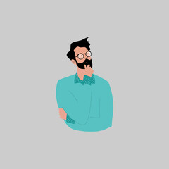 Man thinking on a light background, thinks, thinks, imagines, vector illustration