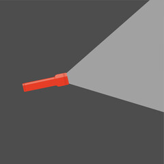 shining flashlight, on dark background, vector illustration, icon symbol
