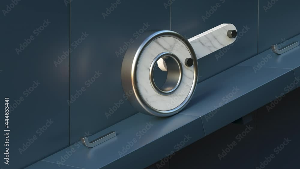 Poster a loopable 3d render animation of bearing rotating and climbing, metallic and marble