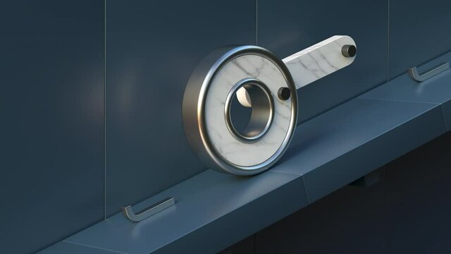 A loopable 3d render animation of bearing rotating and climbing, metallic and marble