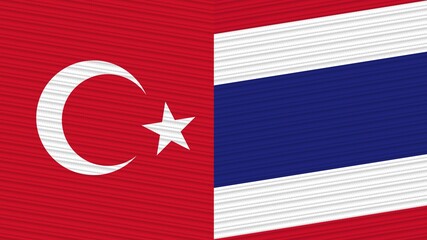 Thailand and Turkey Two Half Flags Together