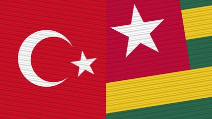 Togo and Turkey Two Half Flags Together