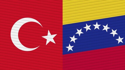 Venezuela and Turkey Two Half Flags Together