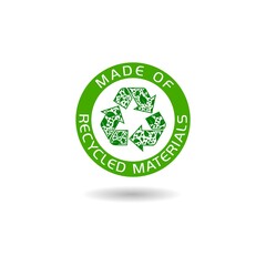 Made of recycled materials icon with shadow