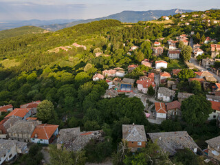 Fototapeta na wymiar Aerial view of village of Yavrovo, Plovdiv Region, Bulgaria