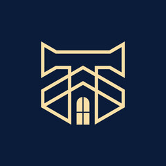 Letter T Home Outline Logo Design