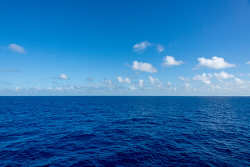 Seascape, blue sea. Calm weather. View from vessel.