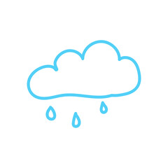 Hand drawn blue cloud with rain