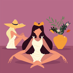 women sitting relaxing