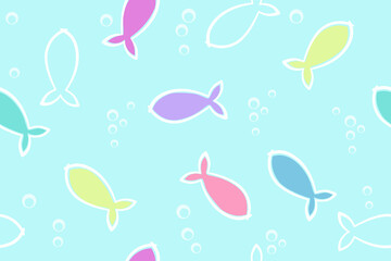 simple minimalistic pattern - fish of different colors
