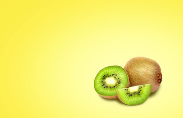 Composition of juicy kiwi on a bright background