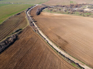 Aerial view of Upper Thracian Plain near Asenovgrad, Bulgaria