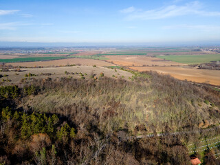 Aerial view of Upper Thracian Plain near Asenovgrad, Bulgaria