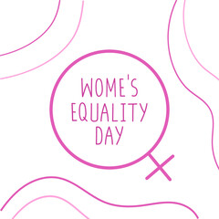 Women's equality day concept. Celebration banner, poster, brochure, postcard template. Isolated on white.