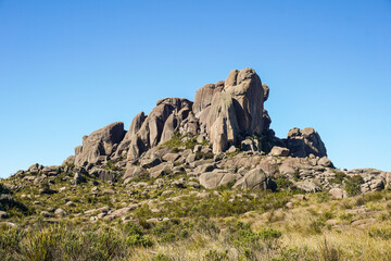 View of Shelves Massif (Prateleiras) on a beautiful sunny day in winter. Itatiaia National Park....