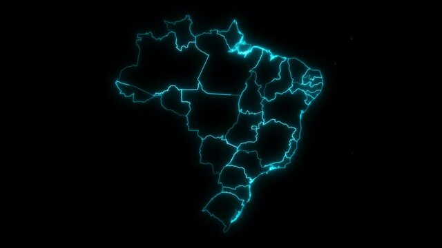 Animated Outline Map of Brazil with States