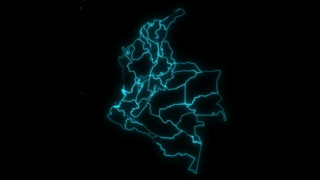 Animated Outline Map of Colombia with Departments