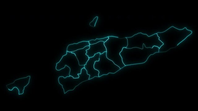Animated Outline Map of East Timor with Municipalities