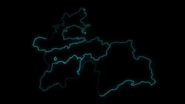 Animated Outline Map of Tajikistan with Regions