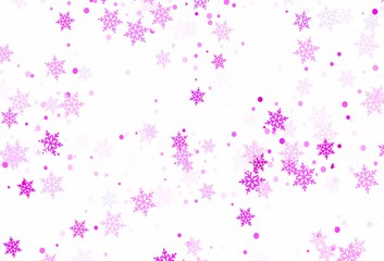 Light Purple, Pink vector texture with colored snowflakes.