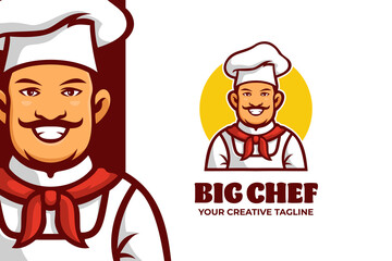 Smiling Chef Mascot Character Logo Template