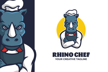 Rhino Chef Mascot Character Logo Template