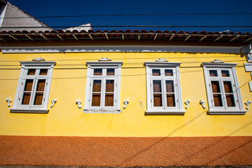  facade of house in Santana do Parnaiba, historic city of colonial period of Brazil
