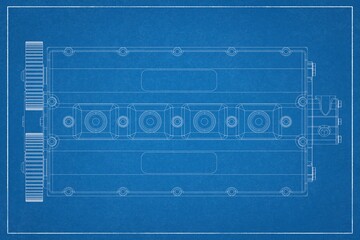 A 3d design of a cylinder head.