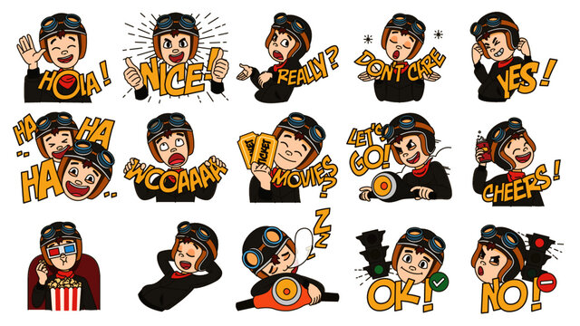 Set Of Cartoon People Vector Biker Teenager Reckless Rebel