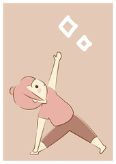 ヨガ,三角のポーズ,キラキラ輝く妊娠中の女性
