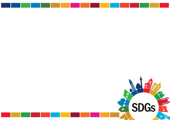 SDGs-持続可能な開発目標の街並みシルエットイメージフレーム
