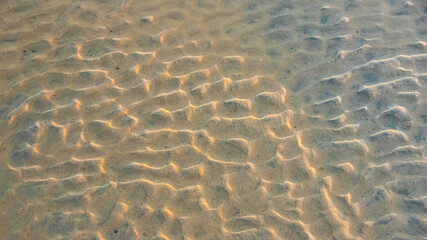 The texture of sand under a thin layer of water