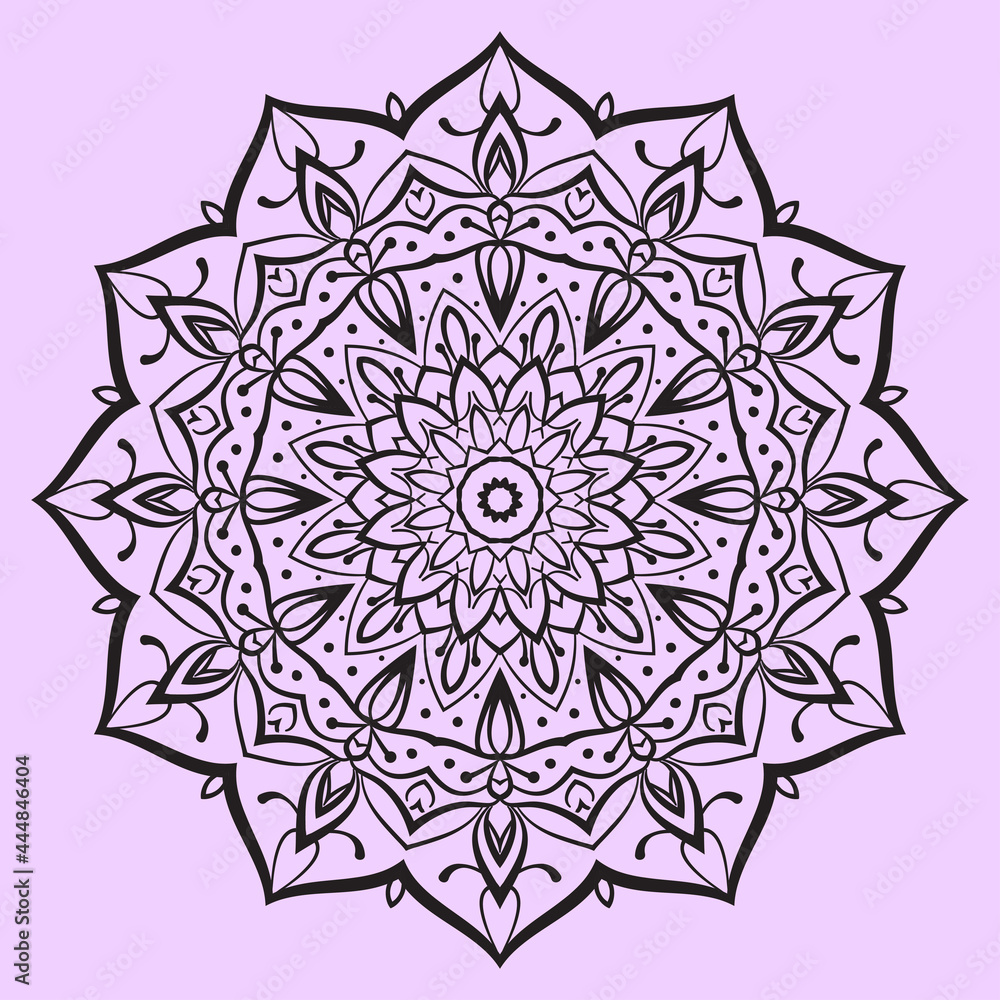 Poster abstract round decoration soft color mandala art vector design element
