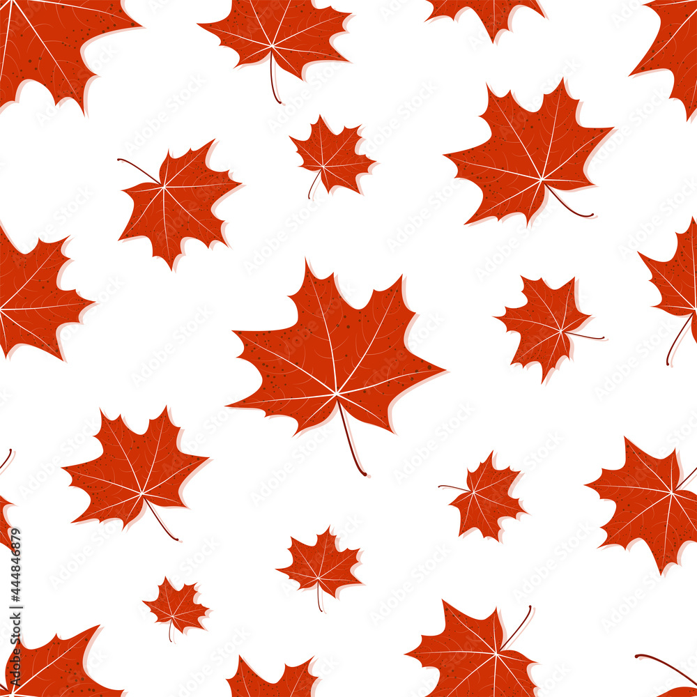 Wall mural autumn red maple leaves. seamless flat pattern