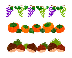 秋の味覚の帯イラストセット