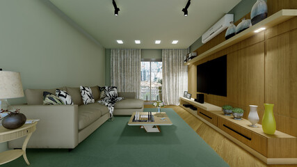 Design de Interior de um apartamento aconchegante.
Interior design of a cozy apartment.
