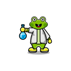 cute frog scientist cartoon animal