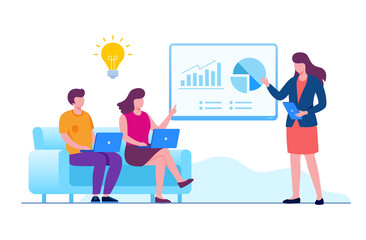 Brainstorming team or conversation concept flat vector illustration for banner landing page 