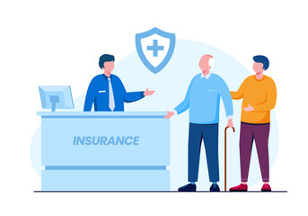 Health insurance flat vector illustration for banner and landing page