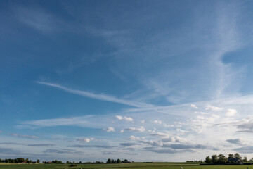Aerial Drone - Farming fields with blue sky - Oranas Sweden