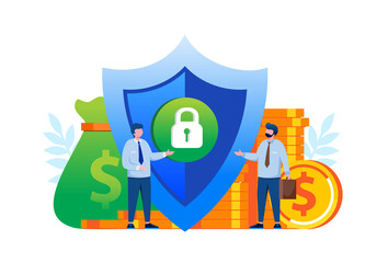 Investment secured flat vector illustration for banner and landing page