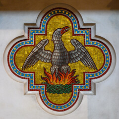 Mosaic of the Phoenix as a symbol of the Resurrection of Jesus Christ. Votivkirche – Votive...
