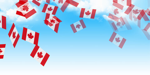 カナダ　 国旗　空　背景